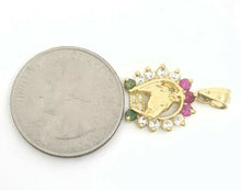 Load image into Gallery viewer, 14k yellow Gold horseshoe Pendant cubic zirconia lucky gift fine jewelry 2.2g
