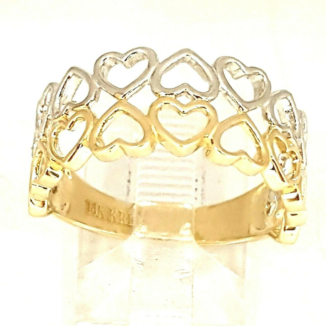 New 14k Gold woman's heart band ring two tone fine gift jewelry for women size 7