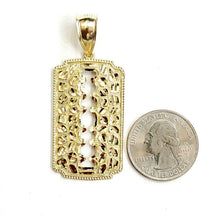 Load image into Gallery viewer, 10k yellow gold nugget razor blade pendant charm diamond cut fine Jewelry 6.7g
