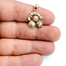 Load image into Gallery viewer, 14k yellow gold sun moon shooting star planets pendant charm fine jewelry 2.1g
