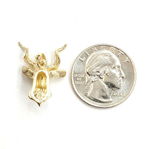 14k yellow Gold 3D deer buck male head Hunting Pendant charm gift jewelry 4.7g
