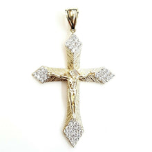 Load image into Gallery viewer, 10k yellow gold cross Jesus pendant with cubic zirconia fine gift jewelry 6.7g
