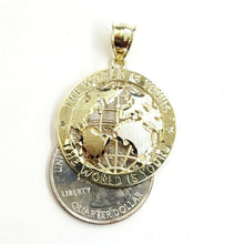 Load image into Gallery viewer, 10k yellow gold round globe planet earth world map pendant fine gift 1.34" 4.8g
