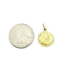 Load image into Gallery viewer, New 14k yellow gold round hollow virgin Mary Guadalupe pendant charm 0.60" 1.5g
