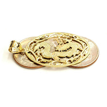Load image into Gallery viewer, 14k yellow Gold oval dragon Pendant charm solid gift fine jewelry unisex 4.5g
