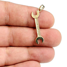 Load image into Gallery viewer, New 14k Yellow Gold 3D Wrench Pendant charm mechanics tool fine jewelry 1.9g
