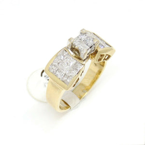 pre owned 1.75Ct Natural square Diamond 14k yellow Gold Engagement Ring Sz 7.75