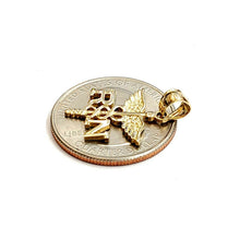 Load image into Gallery viewer, 14k yellow Gold RN caduceus medical sign nurse Pendant charm fine jewelry 1.5g
