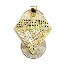 Load image into Gallery viewer, 10k yellow gold diamond shape pendant charm fine gift jewelry diamond cut 5.8g

