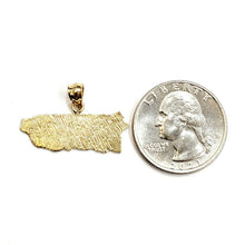 Load image into Gallery viewer, New 14k yellow gold Puerto Rico outline map pendant charm fine gift jewelry 2g
