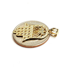 Load image into Gallery viewer, 14k yellow gold khamsa Hay hamsa hand lucky Jewish filigree pendant jewelry 1.7g
