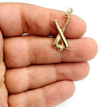 Load image into Gallery viewer, New 14k yellow Gold baseball bat Pendant charm sport game fine jewelry gift 1.7g
