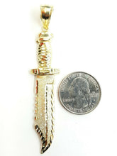 Load image into Gallery viewer, New 10k yellow Gold dagger knife Pendant charm fine gift jewelry for men 4.9g
