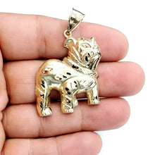 Load image into Gallery viewer, 10k yellow Gold bulldog full body Pendant charm diamond cut fine jewelry 6.5g
