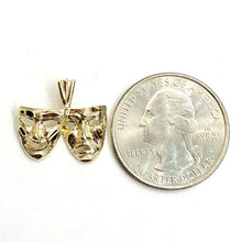 Load image into Gallery viewer, 14k yellow gold happy &amp; sad face theater act mask pendant fine jewelry 2.1g
