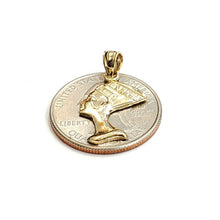Load image into Gallery viewer, 14k solid yellow Gold Egyptian Nefertiti head queen Pendant fine jewelry 1.3g
