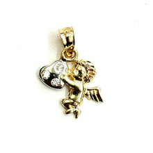 Load image into Gallery viewer, New 14k two tone Gold full body tiny angel heart Pendant charm fine jewelry 1.1g
