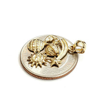 Load image into Gallery viewer, 14k yellow gold sun moon shooting star planets pendant charm fine jewelry 2.1g
