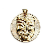 Load image into Gallery viewer, 14k yellow gold laugh now happy face mask drama theater act pendant jewelry 2.6g
