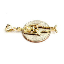 Load image into Gallery viewer, 14k yellow Gold Skeleton Skull mummy Bone Pendant charm Gift fine jewelry 2.9g
