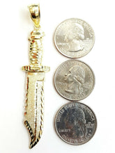 Load image into Gallery viewer, New 10k yellow Gold dagger knife Pendant charm fine gift jewelry for men 4.9g
