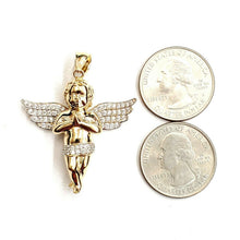 Load image into Gallery viewer, 14k yellow Gold 3D full body angel Pendant cubic zirconia fine jewelry 9.3g
