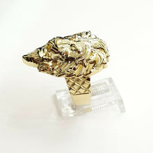 Load image into Gallery viewer, 10k yellow gold lion head zodiac Leo men&#39;s Ring diamond cut fine jewelry Size 9
