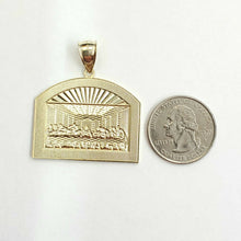 Load image into Gallery viewer, 10k yellow gold last supper pendant charm fine religious gift diamond cut 7.6g
