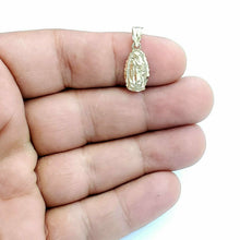 Load image into Gallery viewer, 14k gold tiny virgin Mary Guadalupe pendant diamond cut religious jewelry 0.9g

