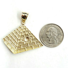 Load image into Gallery viewer, 10k yellow solid Gold Egyptian pyramid eye Pendant diamond cut fine jewelry 6.4g
