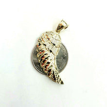 Load image into Gallery viewer, 10k Yellow Gold Single Angel Wing Pendant Diamond Cut Unisex fine jewelry 2.6g
