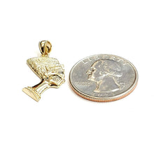 Load image into Gallery viewer, 14k solid yellow Gold Egyptian Nefertiti head queen Pendant fine jewelry 1.9g
