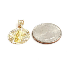 Load image into Gallery viewer, 14k yellow gold round virgin Mary Guadalupe religious pendant diamond cut 2.2g
