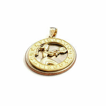 Load image into Gallery viewer, New 10k yellow Gold round Virgo zodiac sign Pendant charm astrology jewelry 2.3g
