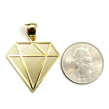 Load image into Gallery viewer, 10k yellow gold diamond shape pendant charm fine gift jewelry diamond cut 3.8g
