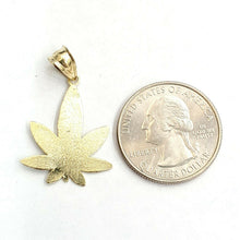 Load image into Gallery viewer, New 10k yellow gold marijuana leaf weed pendant diamond cut medical jewelry 1.6g
