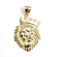 Load image into Gallery viewer, 10k yellow Gold lion head face crown Leo zodiac Pendant charm fine jewelry 4.2g
