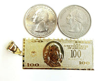 Load image into Gallery viewer, 14k yellow gold 100 dollar bill money lucky pendant charm fine jewelry 9.8g
