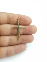 Load image into Gallery viewer, New 10k yellow gold hollow plain cross pendant charm fine jewelry religious 1.7g
