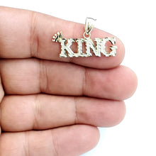Load image into Gallery viewer, New 10k yellow Gold KING Crown word Pendant charm diamond cut fine jewelry 2g
