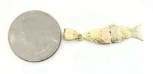 Load image into Gallery viewer, 14k tri color Gold Pisces movable fish zodiac Pendant charm gift jewelry 2.1g
