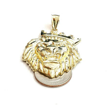 Load image into Gallery viewer, 10k yellow Gold lion head face crown Leo zodiac Pendant charm fine jewelry 12.3g
