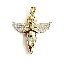 Load image into Gallery viewer, 14k yellow Gold 3D full body angel Pendant cubic zirconia fine jewelry 9.3g
