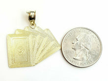 Load image into Gallery viewer, 10k yellow solid Gold playing card Pendant charm casino fine jewelry unisex 3.3g

