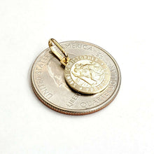 Load image into Gallery viewer, 14k solid yellow Gold round saint Christopher Pendant religious gift 0.48" 1.5g
