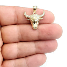 Load image into Gallery viewer, 10k yellow Gold Taurus bull zodiac Pendant cubic zirconia fine gift jewelry 2.8g
