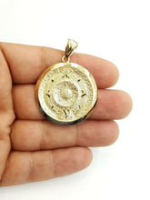Load image into Gallery viewer, 14k yellow Gold Aztec mayan sun calendar azteca pendant gift jewelry 1.39" 8.7g
