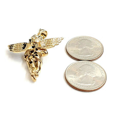 Load image into Gallery viewer, 14k yellow Gold 3D full body angel Pendant cubic zirconia fine jewelry 9.3g
