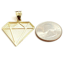 Load image into Gallery viewer, 10k yellow gold diamond shape pendant charm fine gift jewelry diamond cut 3.8g
