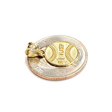 Load image into Gallery viewer, New 10k yellow Gold tiny baseball #1 player Pendant charm sport jewelry 1.1g
